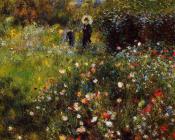 皮埃尔 奥古斯特 雷诺阿 : Summer Landscape, Woman with a Parasol in a Garden